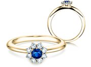 Farbsteinring Lovely in 9K Gelbgold mit Saphir 0,10ct und Diamanten 0,15ct