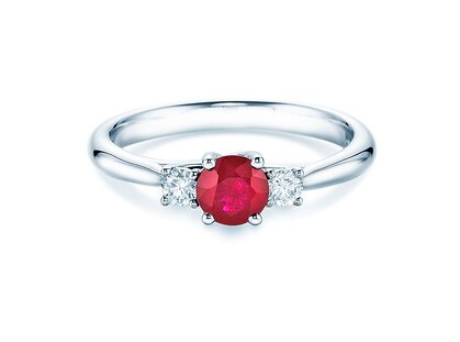 Farbsteinring Shining Big in 14K Weißgold mit Rubin 0,65ct und Diamanten 0,15ct