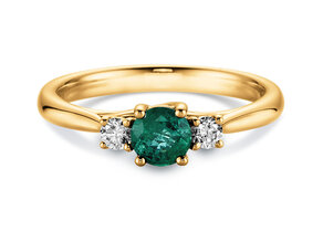 Farbsteinring Shining Emerald in 14K Gelbgold mit Smaragd 0,25ct und Diamanten 0,15ct