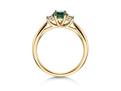 Farbsteinring Shining Emerald in 14K Gelbgold mit Smaragd 0,25ct und Diamanten 0,15ct