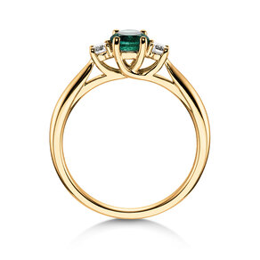 Farbsteinring Shining Emerald in 14K Gelbgold mit Smaragd 0,25ct und Diamanten 0,15ct