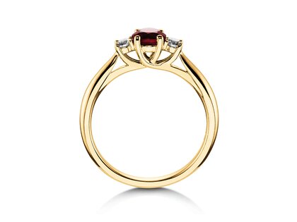 Farbsteinring Shining Ruby in 14K Gelbgold mit Rubin 0,25ct und Diamanten 0,15ct