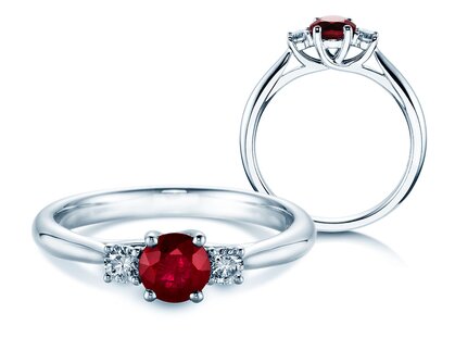 Farbsteinring Shining Ruby in Weißgold