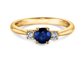 Farbsteinring Shining Sapphire in 14K Gelbgold mit Saphir 0,25ct und Diamanten 0,15ct