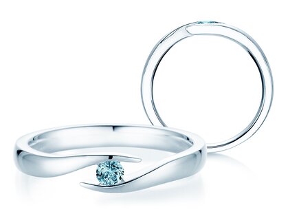 Farbsteinring Twist Colour in 14K Weißgold mit Blautopas 0,05ct