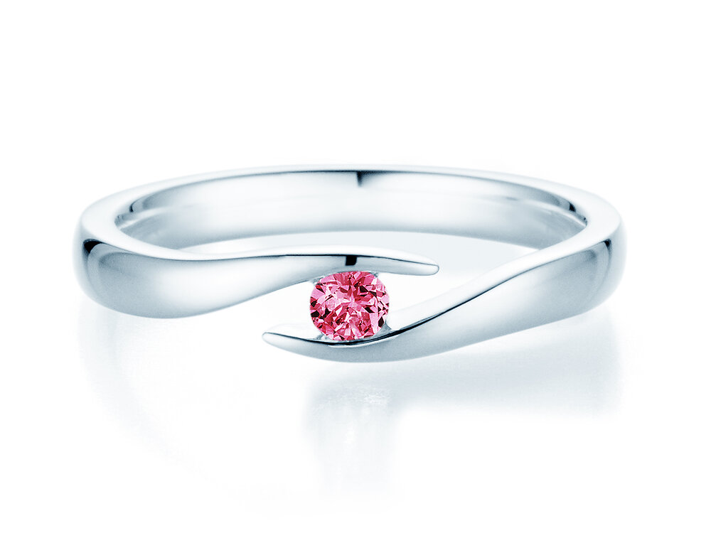 Farbsteinring Twist Colour in 18K Weißgold mit Pinker Turmalin 0,05ct