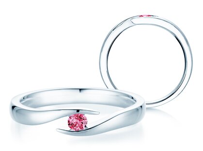 Farbsteinring Twist Colour in 14K Weißgold mit Pinker Turmalin 0,05ct