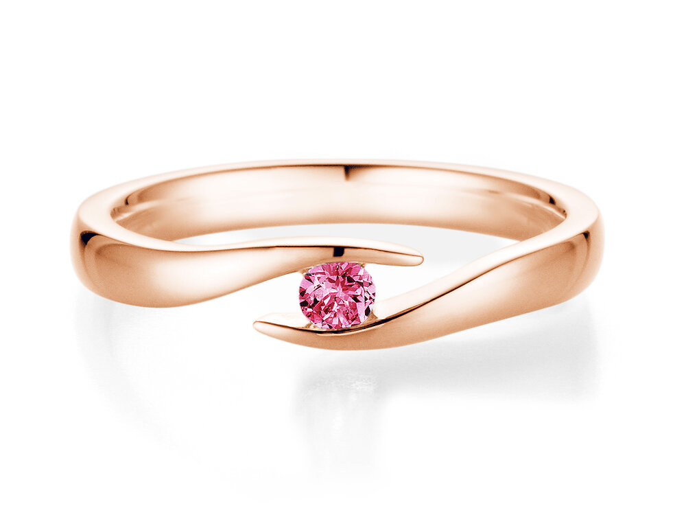 Farbsteinring Twist Colour in 14K Roségold mit Pinker Turmalin 0,10ct