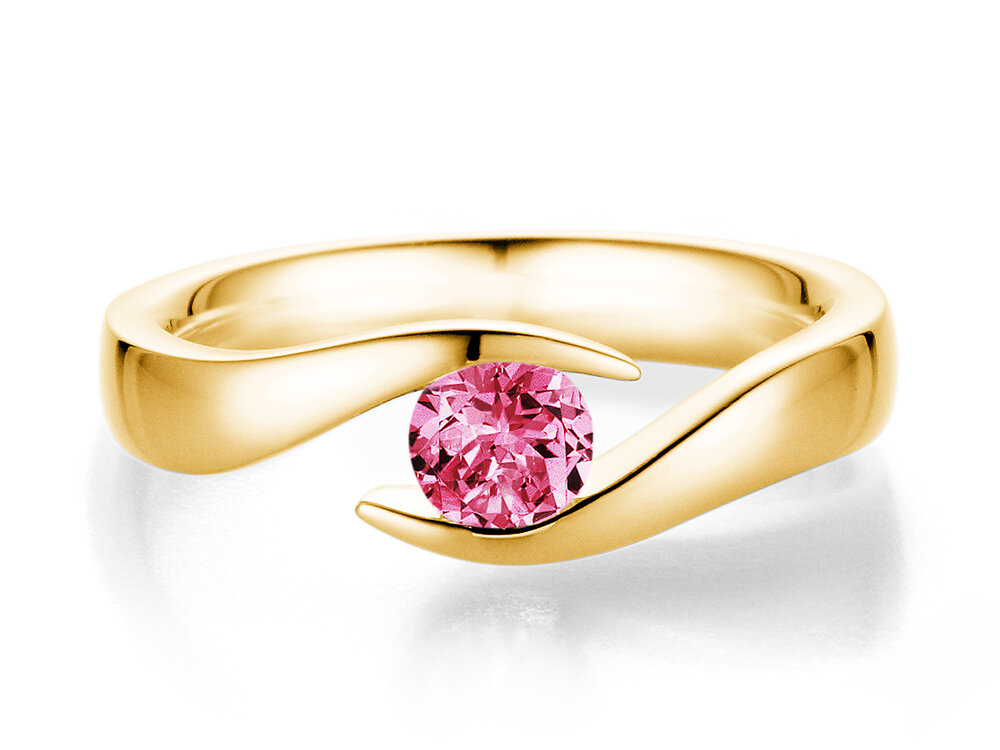 Farbsteinring Twist Colour in 14K Gelbgold mit Pinker Turmalin 0,50ct