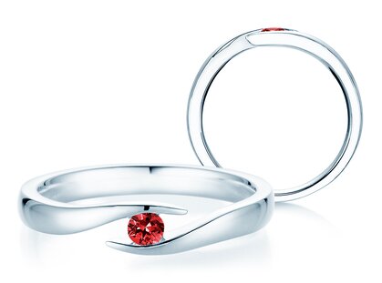 Farbsteinring Twist Colour in 14K Weißgold mit Rubin 0,05ct