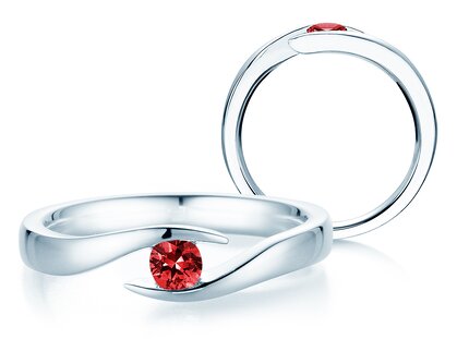 Farbsteinring Twist Colour in 14K Weißgold mit Rubin 0,25ct