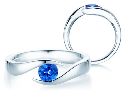 Farbsteinring Twist Colour in Platin