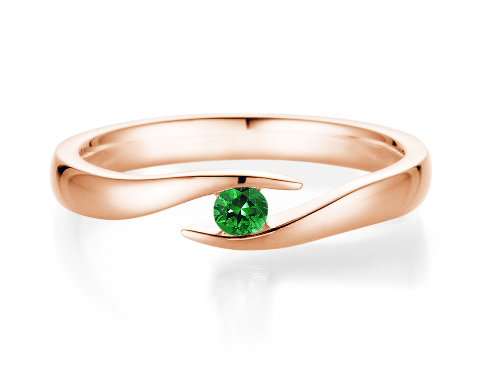 Farbsteinring Twist Colour in 18K Roségold mit Smaragd 0,05ct