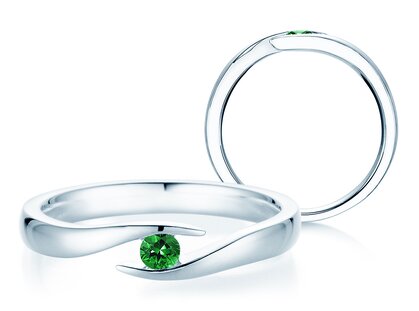 Farbsteinring Twist Colour in 14K Weißgold mit Smaragd 0,05ct