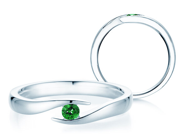 Farbsteinring Twist Colour in Silber 925/- mit Smaragd 0,05ct