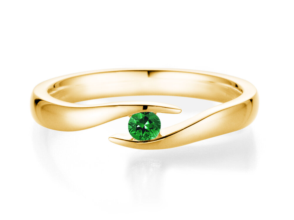 Farbsteinring Twist Colour in 18K Gelbgold mit Smaragd 0,05ct