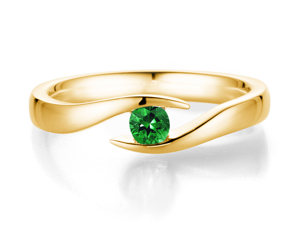Farbsteinring Twist Colour in 18K Gelbgold mit Smaragd 0,25ct
