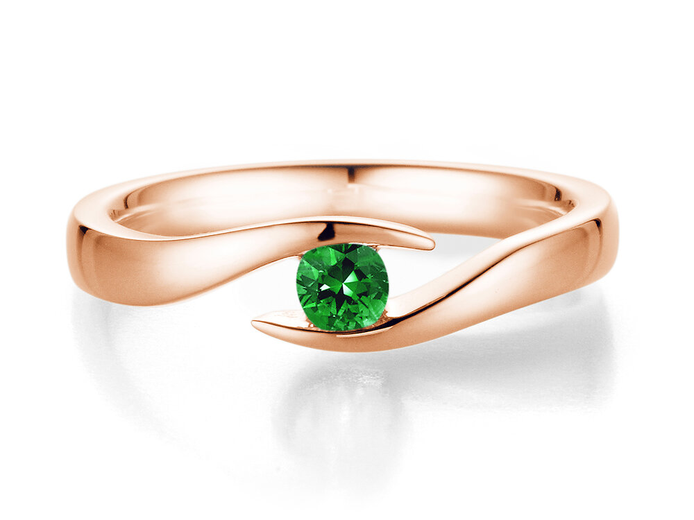 Farbsteinring Twist Colour in 9K Roségold mit Smaragd 0,25ct