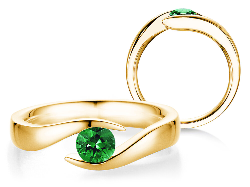 Farbsteinring Twist Colour in 14K Gelbgold mit Smaragd 0,50ct