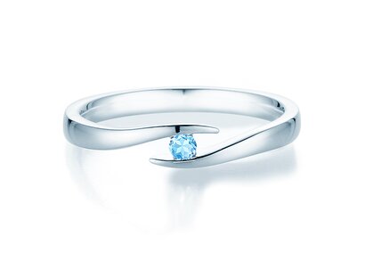 Farbsteinring Twist Colour in 14K Weißgold mit Blautopas 0,05ct