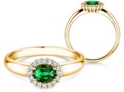 Farbsteinring Windsor Cross in Gelbgold