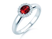 Farbsteinring Windsor Cross in 9K Weißgold mit Rubin 0,60ct und Diamanten 0,12ct