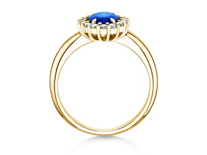Farbsteinring Windsor Royal in 9K Gelbgold mit Saphir 1,20ct und Diamanten 0,28ct