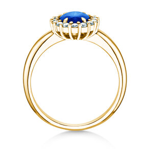 Farbsteinring Windsor Royal in 9K Gelbgold mit Saphir 1,20ct und Diamanten 0,28ct