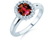 Farbsteinring Windsor Royal in 9K Weißgold mit Rubin 1,20ct und Diamanten 0,28ct