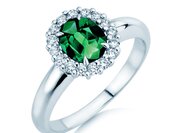 Farbsteinring Windsor Royal in 9K Weißgold mit Smaragd 1,20ct und Diamanten 0,28ct
