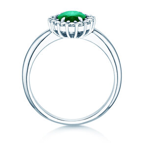 Farbsteinring Windsor Royal in 14K Weißgold mit Smaragd 1,20ct und Diamanten 0,28ct
