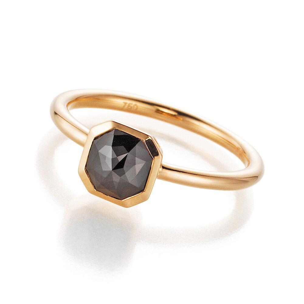 Diamantring Black Octagon in 18K Roségold mit Diamant 0,83ct