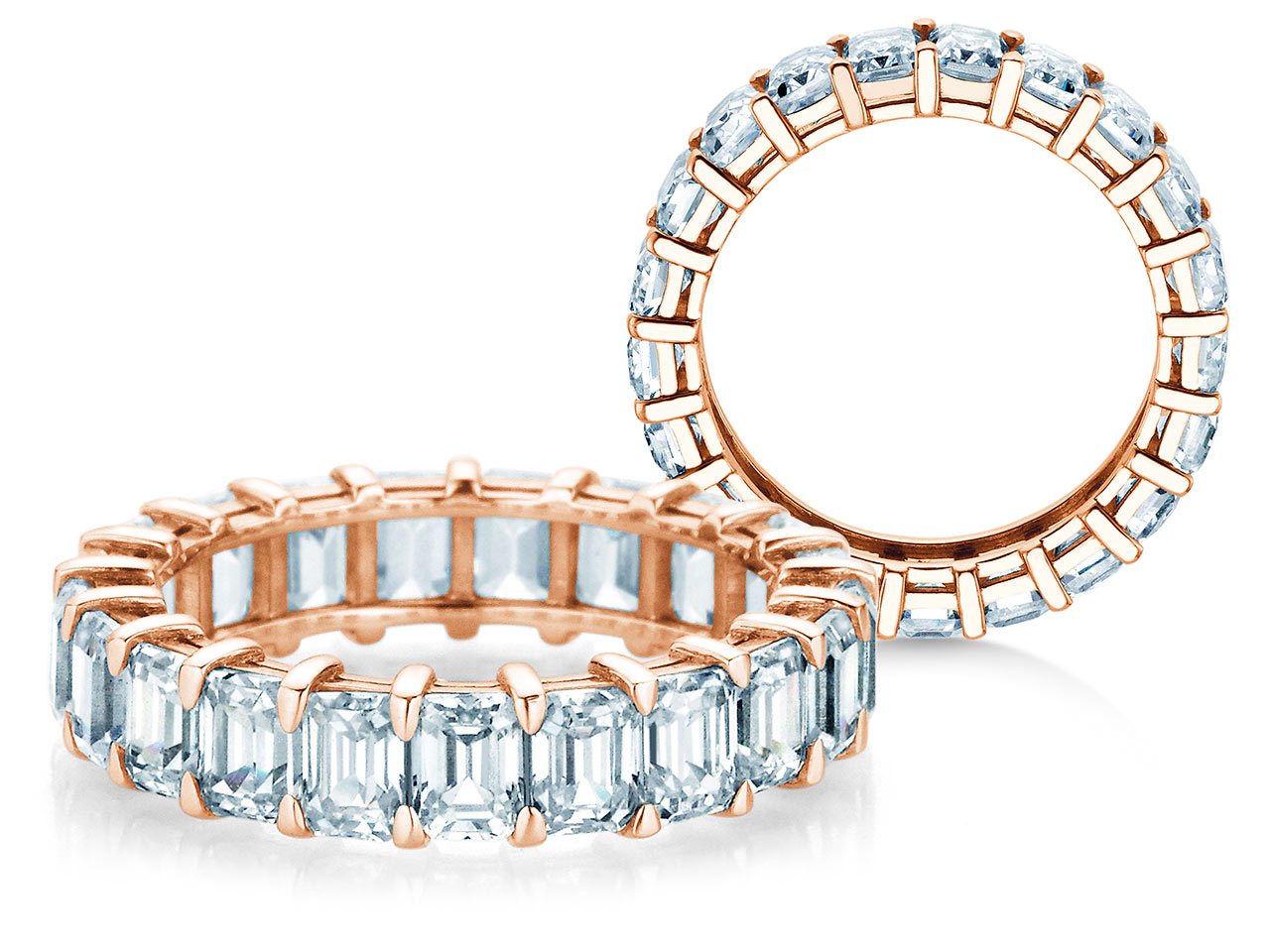Ring Emerald Cut Eternity in Roségold