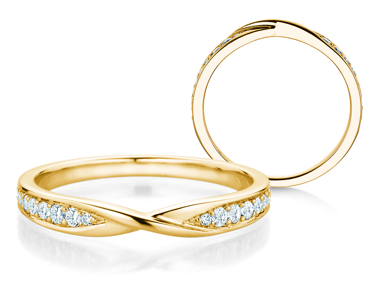 Eternityring Spin Diamonds in Gelbgold