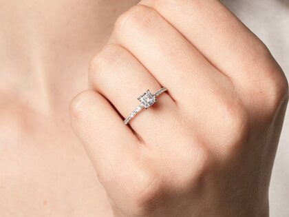Diamantring Asscher Cut Pavé