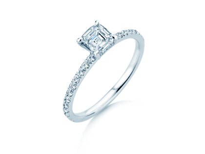 Diamantring Asscher Cut Pavé
