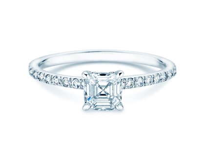 Diamantring Asscher Cut Pavé