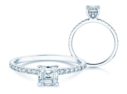 Diamantring Asscher Cut Pavé