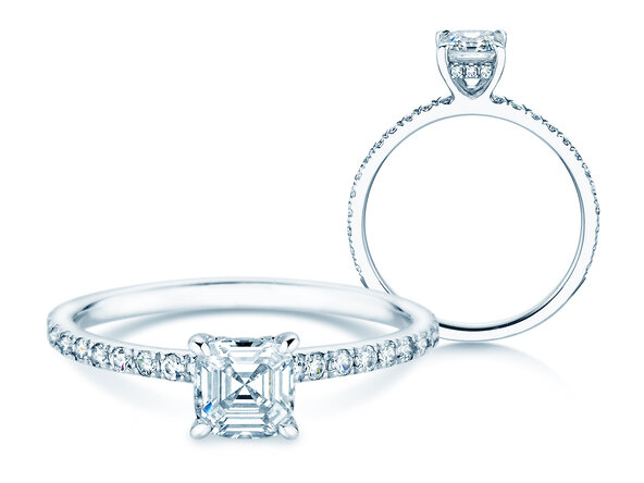 Diamantring Asscher Cut Pavé