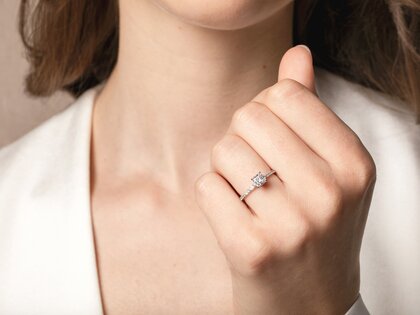Diamantring Asscher Cut Pavé