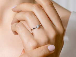 Diamantring Asscher Cut in 9K Weißgold mit Diamant 0,25ct