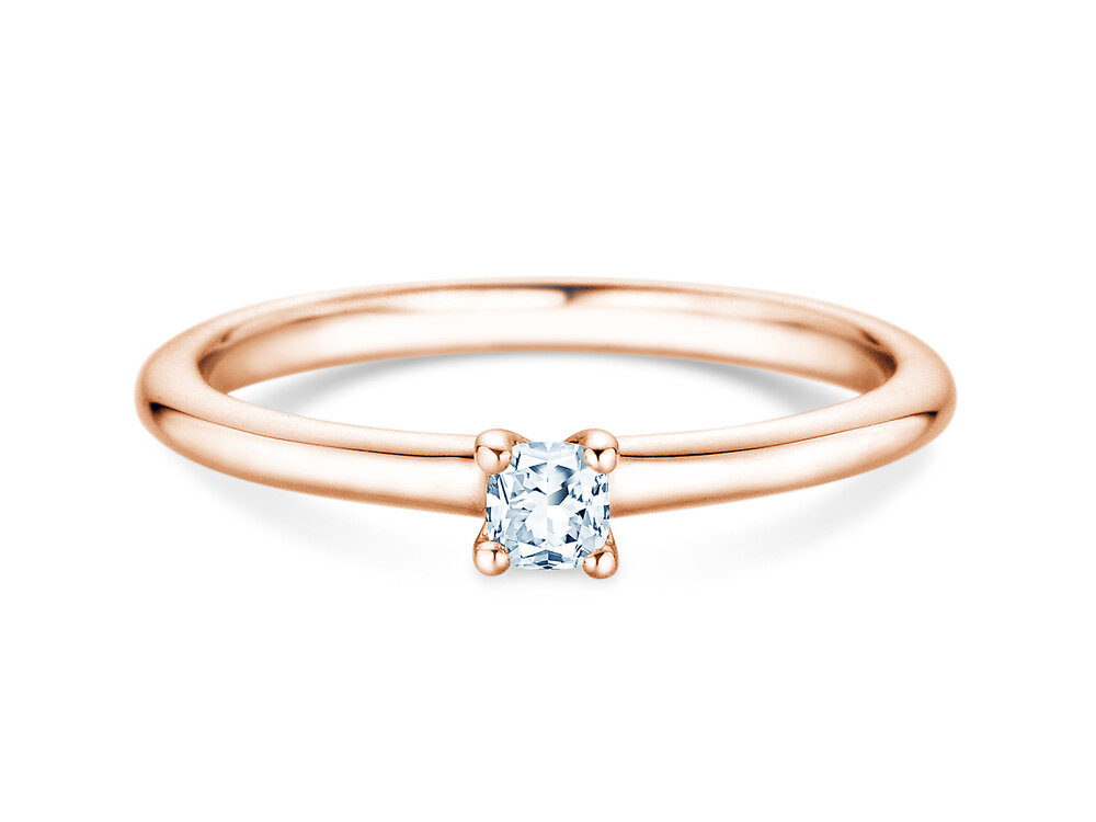 Diamantring Cushion Clean in 18K Roségold