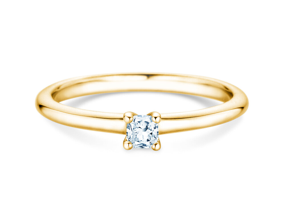 Diamantring Cushion Clean in 14K Gelbgold