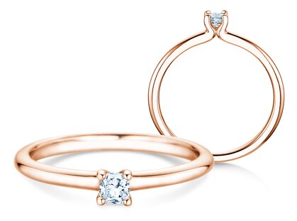Diamantring Cushion Clean in 18K Roségold mit Diamant 0,08ct G/SI