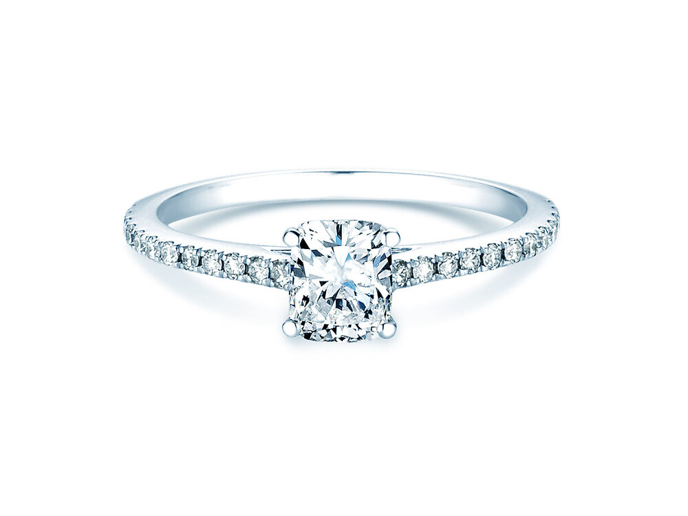 Ring Cushion Pavé in Platin 950/- mit Labordiamanten 0,66ct E/VS