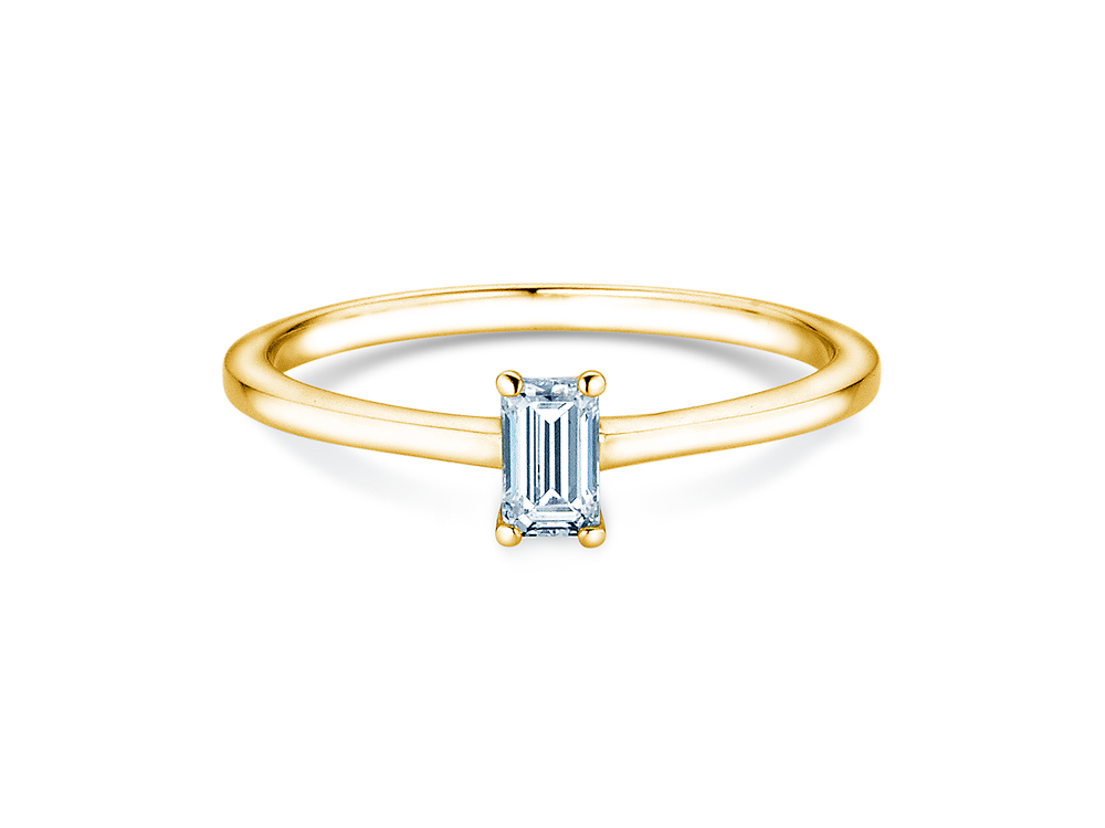 Ring Emerald Cross in 9K Gelbgold mit Labordiamant 0,25ct D/IF