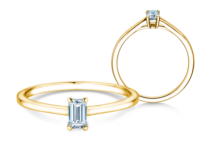 Diamantring Emerald Cross in 14K Gelbgold mit Diamant 0,25ct G/VS