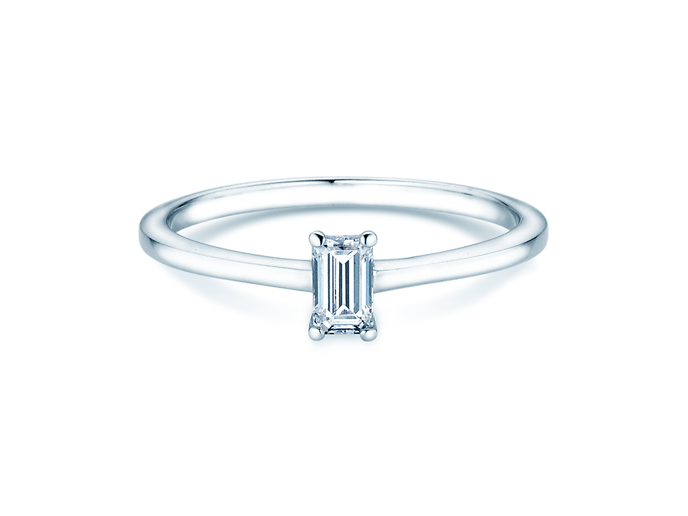 Ring Emerald Cross in 18K Weißgold mit Labordiamant 0,50ct D/IF