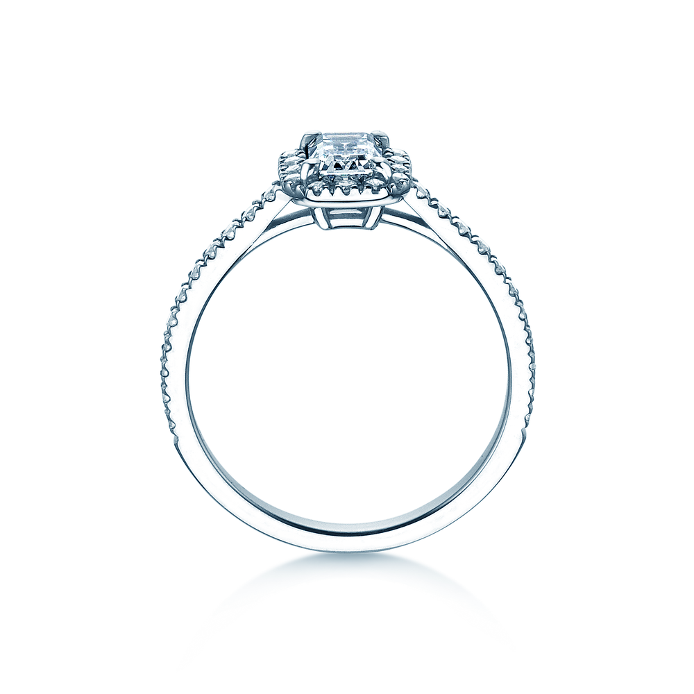 Ring Emerald Halo Pavé in Platin 950/- mit Labordiamanten 1,47ct E/VS