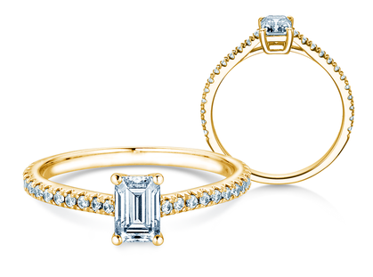 Diamantring Emerald Pavé in Gelbgold
